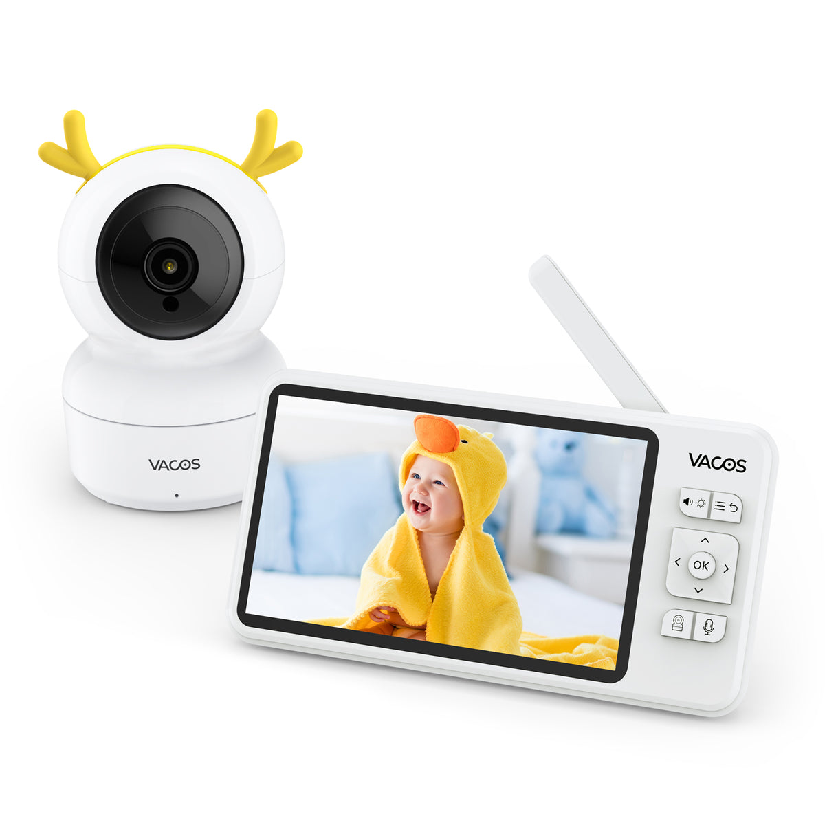 Certifié remis à neuf Vacos 720p Moniteur pour Bébé Vidéo Avancé, Écran LCD 5 pouces avec Baby Monitor HD 1280*720p