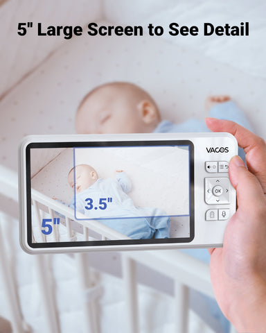 Certifié remis à neuf Vacos 720p Moniteur pour Bébé Vidéo Avancé, Écran LCD 5 pouces avec Baby Monitor HD 1280*720p