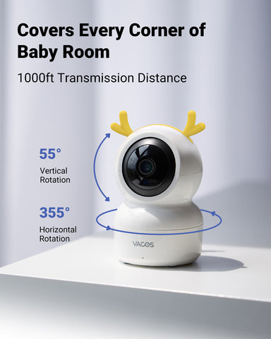 Certifié remis à neuf Vacos 720p Moniteur pour Bébé Vidéo Avancé, Écran LCD 5 pouces avec Baby Monitor HD 1280*720p