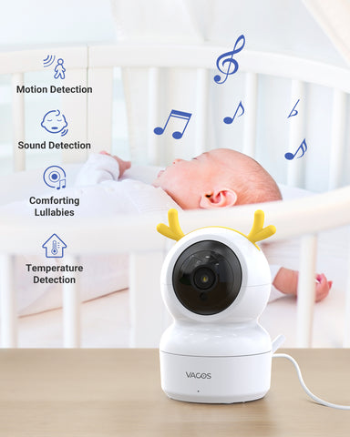 Certifié remis à neuf Vacos 720p Moniteur pour Bébé Vidéo Avancé, Écran LCD 5 pouces avec Baby Monitor HD 1280*720p