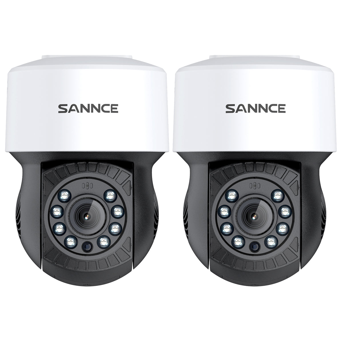 Pack of 2, Caméra de sécurité panoramique et inclinable 1080p, panoramique 350°, inclinaison 90°, vision nocturne de 100 pieds, détection de mouvement, étanche
