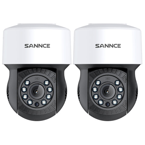 Pack of 2, Caméra de sécurité panoramique et inclinable 1080p, panoramique 350°, inclinaison 90°, vision nocturne de 100 pieds, détection de mouvement, étanche
