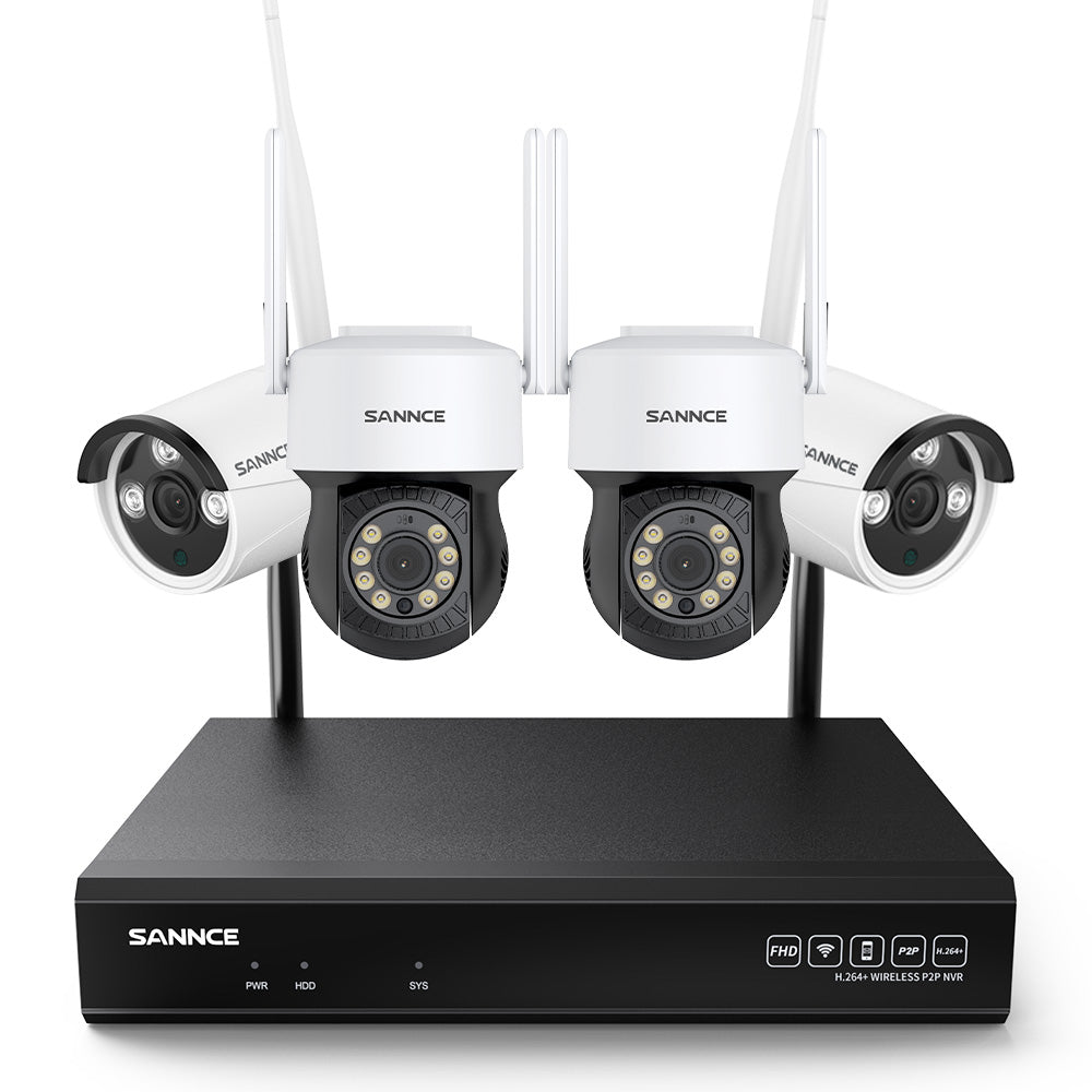10 Canaux 5MP PT Système de Caméra Sécurité Sans Fil, 2 PT Caméra & 2 bullet Caméra, NVR 8MP, caméras IP 5MP WiFi Pan&Tilt, Audio Bidirectionnel, Étanche IP66, Détection Intelligente de l'IA Humaine, Compatible Avec Alexa