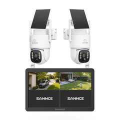 Système de vidéosurveillance WiFi 4MP avec écran NVR 10,1", 10 canaux & 2 caméras PTZ solaires, IA + PIR, batterie 8000 mAh, vision nocturne couleur et audio bidirectionnel