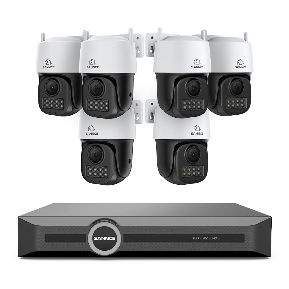 5MP 8 Channel PoE Security System, 6MP NVR + PT IP Cameras, S+265., AI Human & Vehicle Detection, Smart Playback, Smart Notification with Image Attached