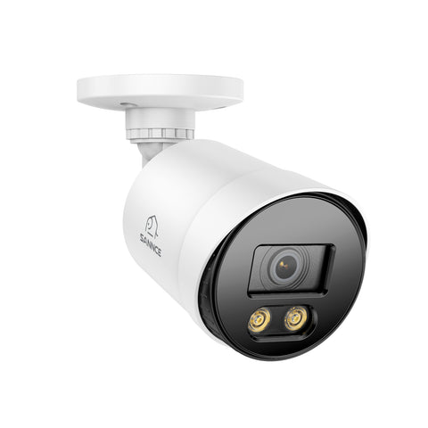 Paquet de 4 Caméra de sécurité filaire TVI 1080P avec vision nocturne en couleurs, 2 lumières chaudes, IP66 pour l'intérieur et l'extérieur, vision nocturne en couleurs de 100 pieds, pas d'alimentation électrique