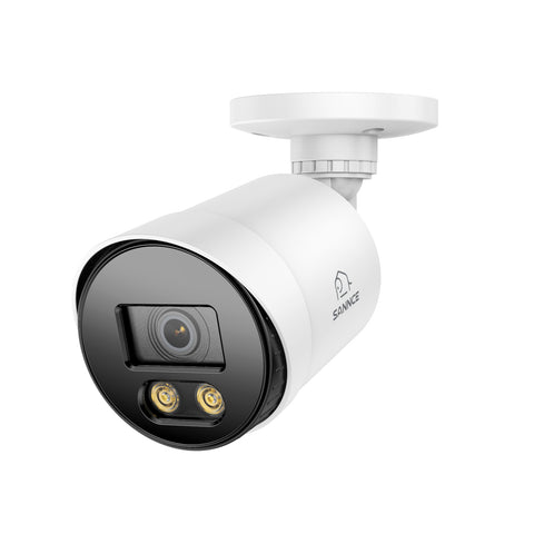 Paquet de 4 Caméra de sécurité filaire TVI 1080P avec vision nocturne en couleurs, 2 lumières chaudes, IP66 pour l'intérieur et l'extérieur, vision nocturne en couleurs de 100 pieds, pas d'alimentation électrique