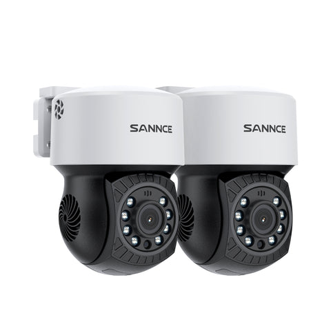 Pack of 2, Caméra de sécurité panoramique et inclinable 1080p, panoramique 350°, inclinaison 90°, vision nocturne de 100 pieds, détection de mouvement, étanche