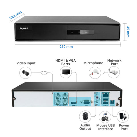 Certifié remis à neuf 1080P 4 canaux enregistreur vidéo numérique de sécurité  - DVR hybride 5 en 1 pour CCTV, détection intelligente de mouvement, alertes instantanées