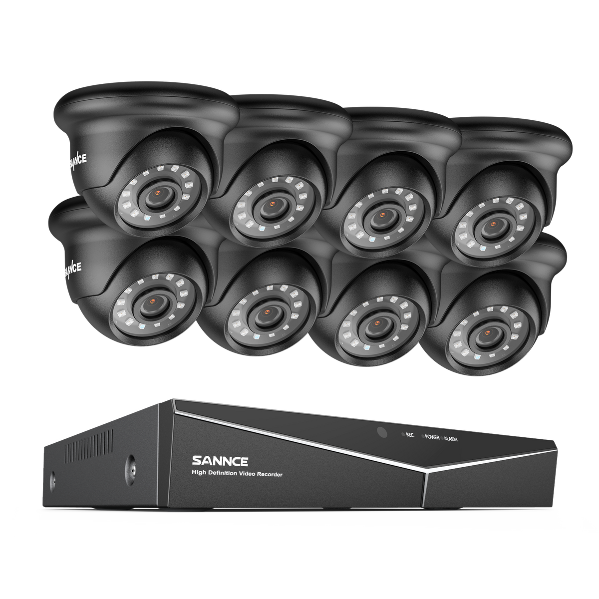 Certifié remis à neuf Système de caméra de sécurité 1080P 8 canaux - DVR hybride 5-en-1, vision nocturne 100 pieds, détection de mouvement, extérieur, étanche