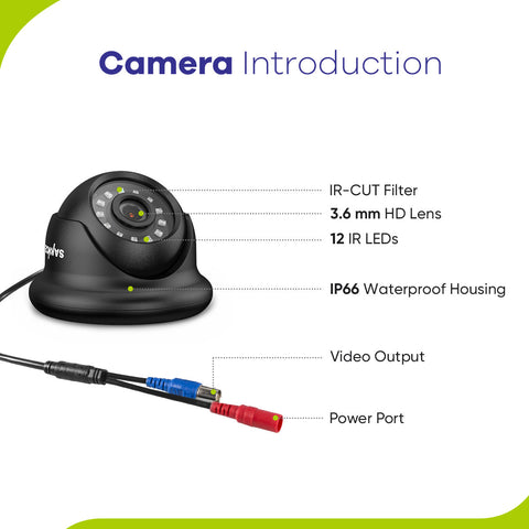 Certifié remis à neuf Système de caméra de sécurité 1080P 8 canaux - DVR hybride 5-en-1, vision nocturne 100 pieds, détection de mouvement, extérieur, étanche