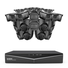1080p 16 canaux Système de sécurité câblé extérieur avec 16 caméras, détection intelligente de mouvement, vision nocturne infrarouge jusqu'à 100 pieds, résistant aux intempéries IP67