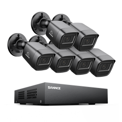 8 Canaux 5MP Système de Caméra de Sécurité Filaire  - DVR Hybride, 6 Caméras Bullet 2MP, Intérieur & Extérieur, Détection Intelligente de Mouvement, Accès à Distance