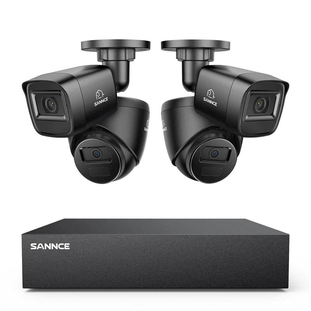 Système DVR filaire de sécurité 5MP à 8 canaux avec 4 caméras CCTV extérieures 2MP, détection intelligente des personnes, des véhicules et des mouvements