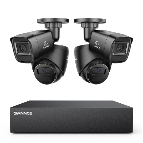 Système DVR filaire de sécurité 5MP à 8 canaux avec 4 caméras CCTV extérieures 2MP, détection intelligente des personnes, des véhicules et des mouvements