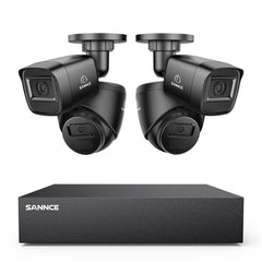 Système DVR filaire de sécurité 5MP à 8 canaux avec 4 caméras CCTV extérieures 2MP, détection intelligente des personnes, des véhicules et des mouvements