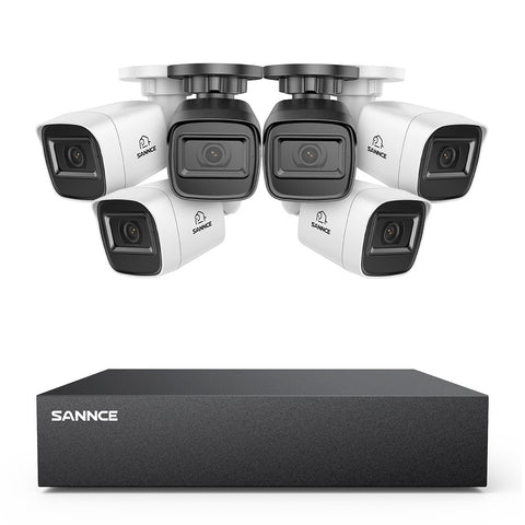 8 Canaux 5MP Système de Caméra de Sécurité Filaire  - DVR Hybride, 6 Caméras Bullet 2MP, Intérieur & Extérieur, Détection Intelligente de Mouvement, Accès à Distance