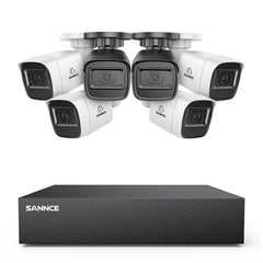 8 Canaux 5MP Système de Caméra de Sécurité Filaire  - DVR Hybride, 6 Caméras Bullet 2MP, Intérieur & Extérieur, Détection Intelligente de Mouvement, Accès à Distance