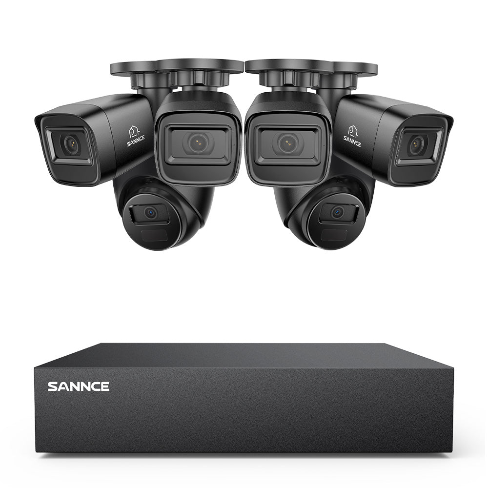 8 Canaux 5MP Système de Caméra de Sécurité Filaire  - DVR Hybride, 6 Caméras 2MP, Intérieur & Extérieur, Détection Intelligente de Mouvement, Accès à Distance