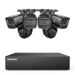 8 Canaux 5MP Système de Caméra de Sécurité Filaire  - DVR Hybride, 6 Caméras 2MP, Intérieur & Extérieur, Détection Intelligente de Mouvement, Accès à Distance