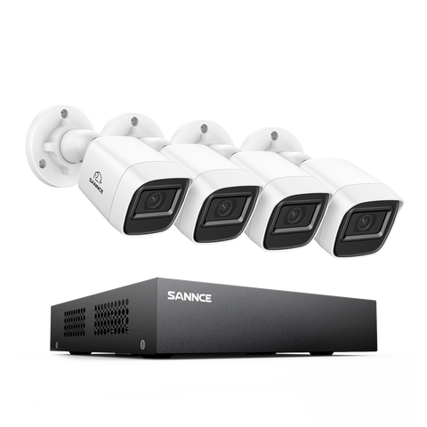8 Canaux 5MP Système de Caméra de Sécurité Filaire  - DVR Hybride, 4 Caméras Bullet 2MP, Intérieur & Extérieur, Détection Intelligente de Mouvement, Accès à Distance