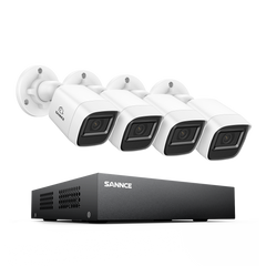 8 Canaux 5MP Système de Caméra de Sécurité Filaire  - DVR Hybride, 4 Caméras Bullet 2MP, Intérieur & Extérieur, Détection Intelligente de Mouvement, Accès à Distance