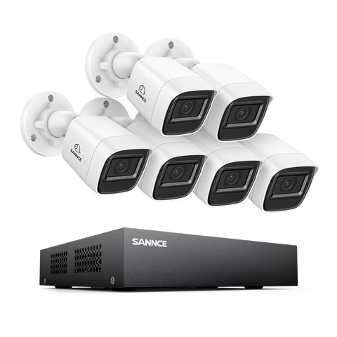 8 Canaux 5MP Système de Caméra de Sécurité Filaire  - DVR Hybride, 6 Caméras Bullet 2MP, Intérieur & Extérieur, Détection Intelligente de Mouvement, Accès à Distance