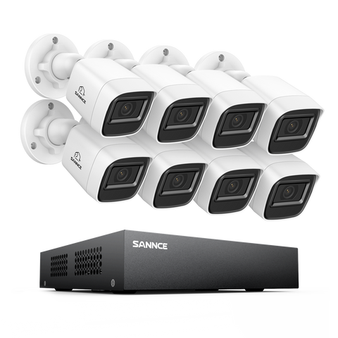 8 Canaux 5MP Système de Caméra de Sécurité Filaire  - DVR Hybride, 8 Caméras Bullet 2MP, Intérieur & Extérieur, Détection Intelligente de Mouvement, Accès à Distance
