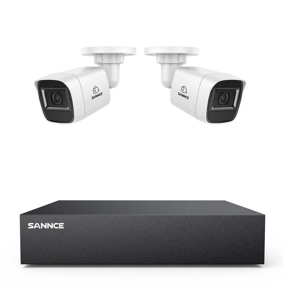 Système DVR filaire de sécurité 5MP à 8 canaux avec 2 caméras Bullet CCTV extérieures 2MP, détection intelligente des personnes, des véhicules et des mouvements