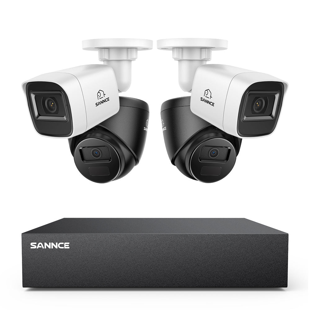 Système DVR filaire de sécurité 5MP à 8 canaux avec 4 caméras CCTV extérieures 2MP, détection intelligente des personnes, des véhicules et des mouvements