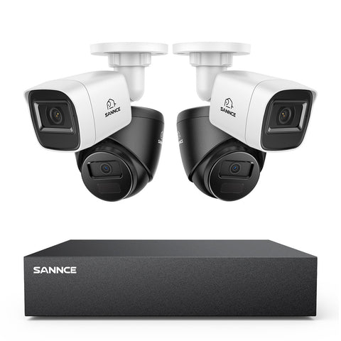 Système DVR filaire de sécurité 5MP à 8 canaux avec 4 caméras CCTV extérieures 2MP, détection intelligente des personnes, des véhicules et des mouvements