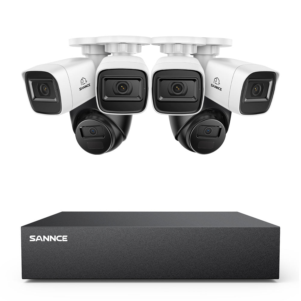 8 Canaux 5MP Système de Caméra de Sécurité Filaire  - DVR Hybride, 6 Caméras 2MP, Intérieur & Extérieur, Détection Intelligente de Mouvement, Accès à Distance