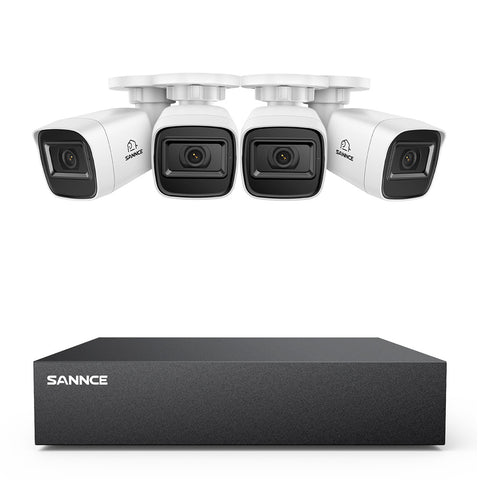 8 Canaux 5MP Système de Caméra de Sécurité Filaire  - DVR Hybride, 4 Caméras Bullet 2MP, Intérieur & Extérieur, Détection Intelligente de Mouvement, Accès à Distance