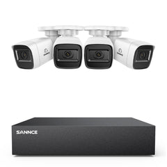 8 Canaux 5MP Système de Caméra de Sécurité Filaire  - DVR Hybride, 4 Caméras Bullet 2MP, Intérieur & Extérieur, Détection Intelligente de Mouvement, Accès à Distance