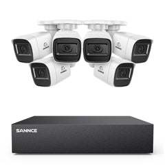 8 Canaux 5MP Système de Caméra de Sécurité Filaire  - DVR Hybride, 6 Caméras Bullet 2MP, Intérieur & Extérieur, Détection Intelligente de Mouvement, Accès à Distance
