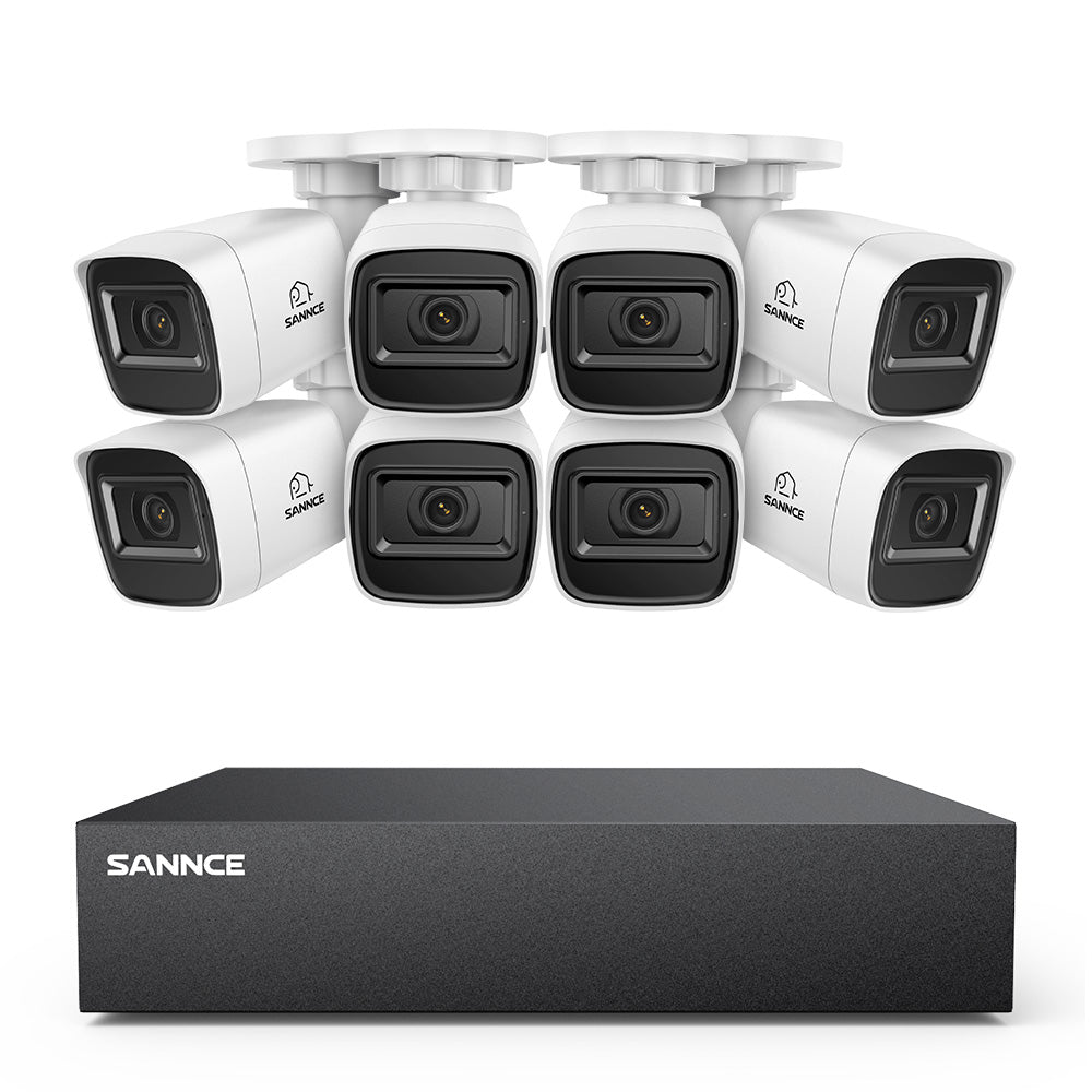 8 Canaux 5MP Système de Caméra de Sécurité Filaire  - DVR Hybride, 8 Caméras Bullet 2MP, Intérieur & Extérieur, Détection Intelligente de Mouvement, Accès à Distance
