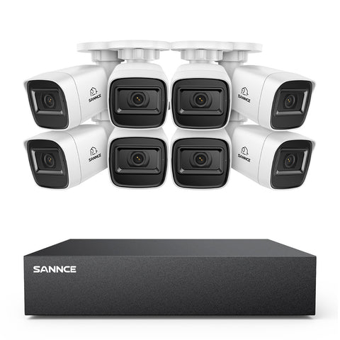 8 Canaux 5MP Système de Caméra de Sécurité Filaire  - DVR Hybride, 8 Caméras Bullet 2MP, Intérieur & Extérieur, Détection Intelligente de Mouvement, Accès à Distance