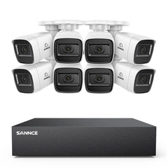 8 Canaux 5MP Système de Caméra de Sécurité Filaire  - DVR Hybride, 8 Caméras Bullet 2MP, Intérieur & Extérieur, Détection Intelligente de Mouvement, Accès à Distance
