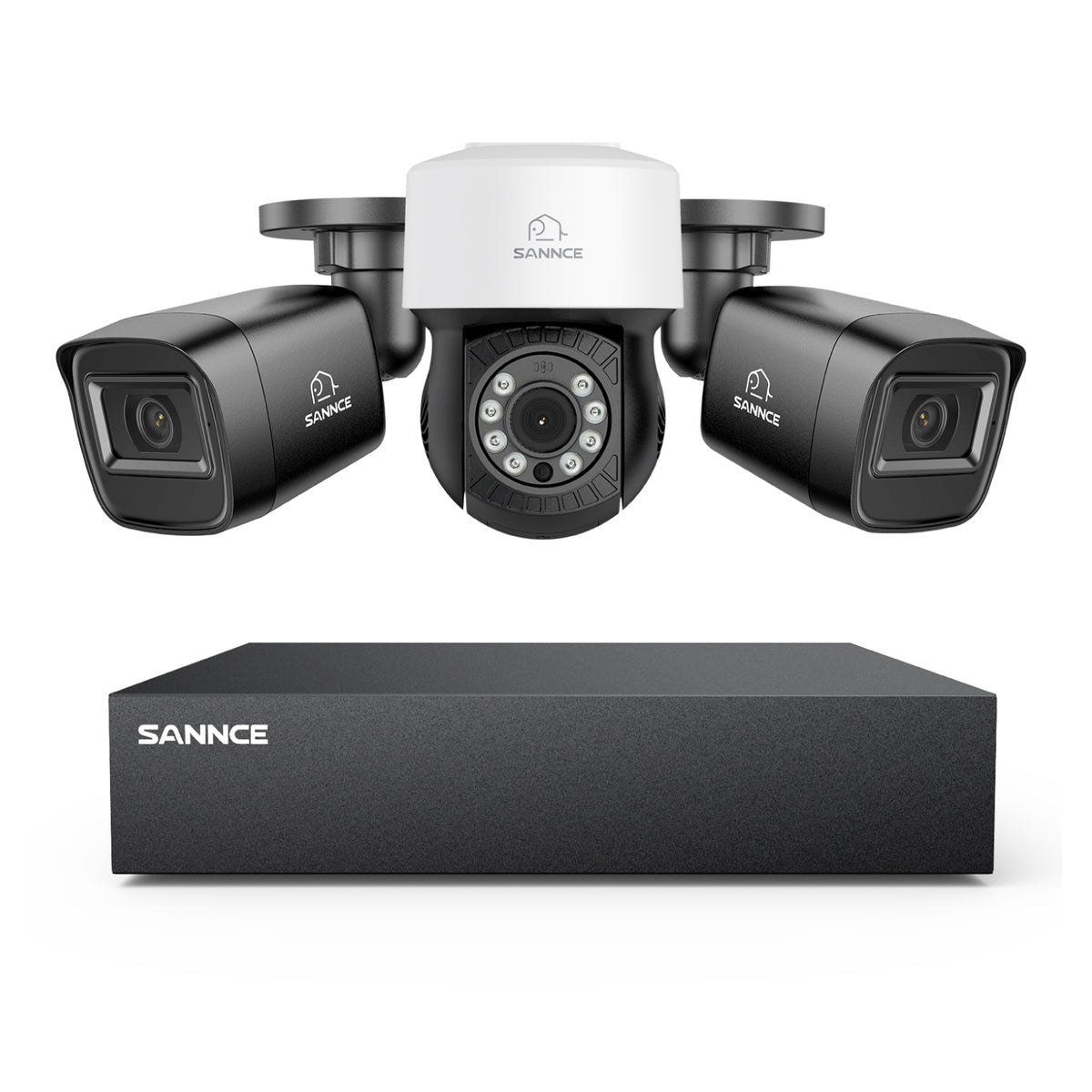 5MP 8 canaux PT Système de caméra de sécurité  - DVR hybride 5 en 1, caméra de vidéosurveillance Pan & Tilt, vision nocturne jusqu'à 100 pieds, détection de mouvement, extérieure, étanche