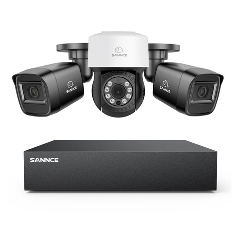 5MP 8 canaux PT Système de caméra de sécurité  - DVR hybride 5 en 1, caméra de vidéosurveillance Pan & Tilt, vision nocturne jusqu'à 100 pieds, détection de mouvement, extérieure, étanche