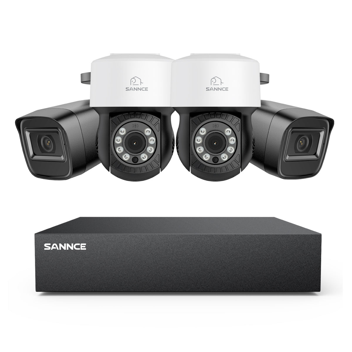 5MP 8 canaux PT Système de caméra de sécurité  - DVR hybride 5 en 1, caméra de vidéosurveillance Pan & Tilt, vision nocturne jusqu'à 100 pieds, détection de mouvement, extérieure, étanche