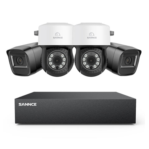 5MP 8 canaux PT Système de caméra de sécurité  - DVR hybride 5 en 1, caméra de vidéosurveillance Pan & Tilt, vision nocturne jusqu'à 100 pieds, détection de mouvement, extérieure, étanche
