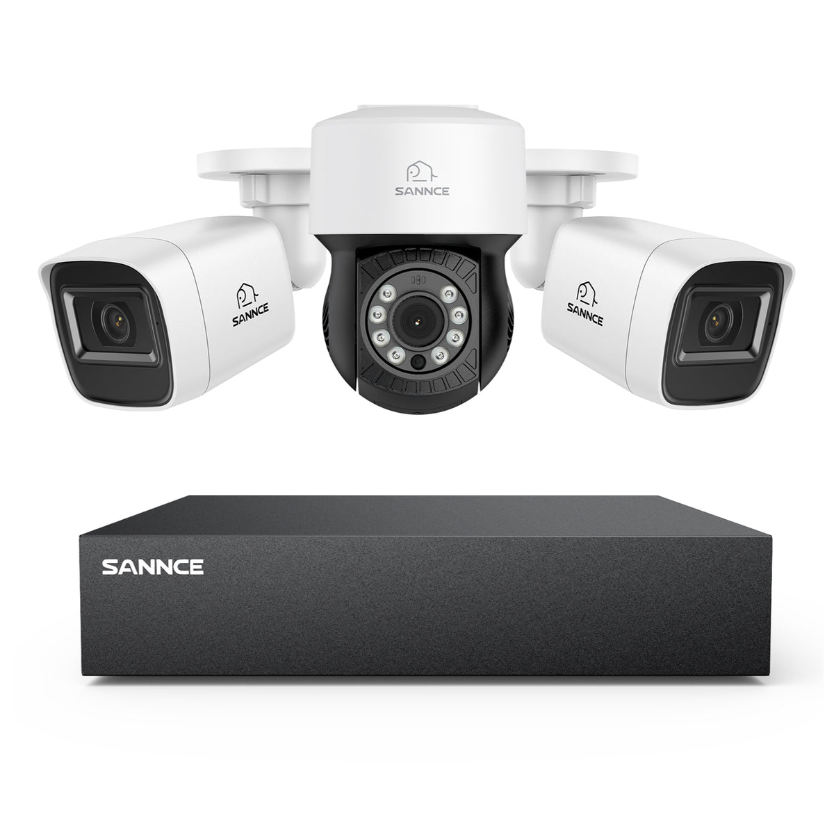 5MP 8 canaux PT Système de caméra de sécurité  - DVR hybride 5 en 1, caméra de vidéosurveillance Pan & Tilt, vision nocturne jusqu'à 100 pieds, détection de mouvement, extérieure, étanche