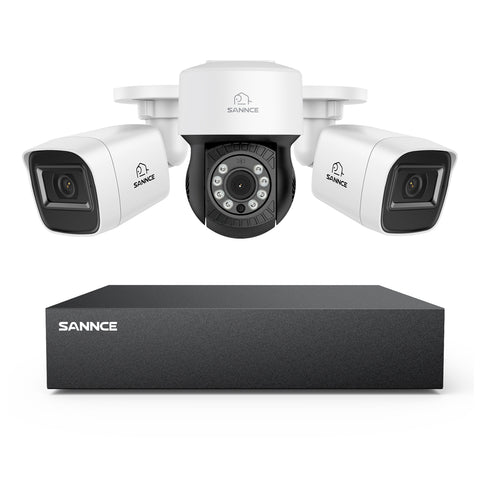5MP 8 canaux PT Système de caméra de sécurité  - DVR hybride 5 en 1, caméra de vidéosurveillance Pan & Tilt, vision nocturne jusqu'à 100 pieds, détection de mouvement, extérieure, étanche