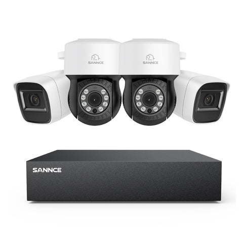 5MP 8 canaux PT Système de caméra de sécurité  - DVR hybride 5 en 1, caméra de vidéosurveillance Pan & Tilt, vision nocturne jusqu'à 100 pieds, détection de mouvement, extérieure, étanche