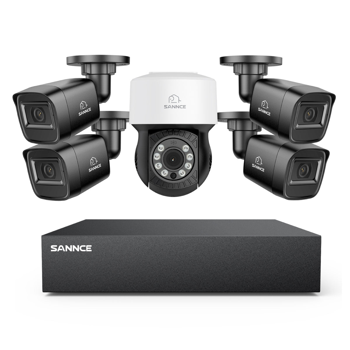 5MP 8 canaux PT Système de caméra de sécurité  - DVR hybride 5 en 1, caméra de vidéosurveillance Pan & Tilt, vision nocturne jusqu'à 100 pieds, détection de mouvement, extérieure, étanche