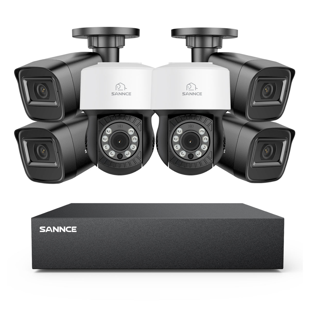 5MP 8 canaux PT Système de caméra de sécurité  - DVR hybride 5 en 1, caméra de vidéosurveillance Pan & Tilt, vision nocturne jusqu'à 100 pieds, détection de mouvement, extérieure, étanche