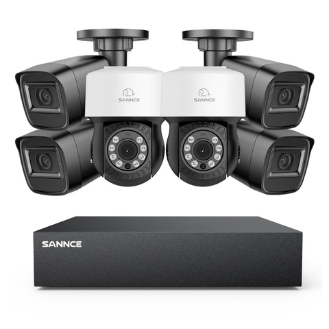 5MP 8 canaux PT Système de caméra de sécurité  - DVR hybride 5 en 1, caméra de vidéosurveillance Pan & Tilt, vision nocturne jusqu'à 100 pieds, détection de mouvement, extérieure, étanche