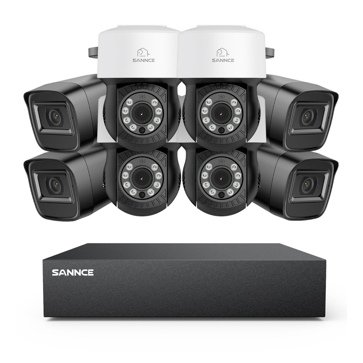 5MP 8 canaux PT Système de caméra de sécurité  - DVR hybride 5 en 1, caméra de vidéosurveillance Pan & Tilt, vision nocturne jusqu'à 100 pieds, détection de mouvement, extérieure, étanche