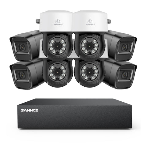 5MP 8 canaux PT Système de caméra de sécurité  - DVR hybride 5 en 1, caméra de vidéosurveillance Pan & Tilt, vision nocturne jusqu'à 100 pieds, détection de mouvement, extérieure, étanche